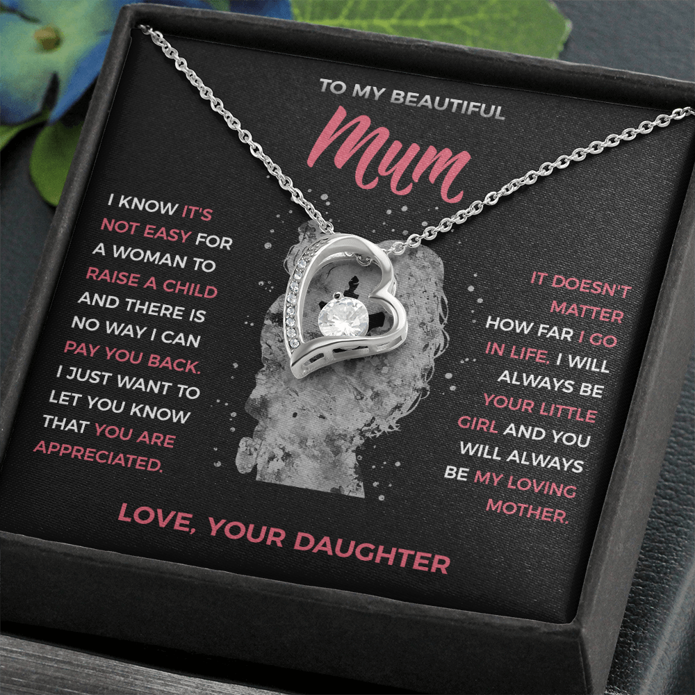 To My Loving Mum - Heart Necklace from Daughter