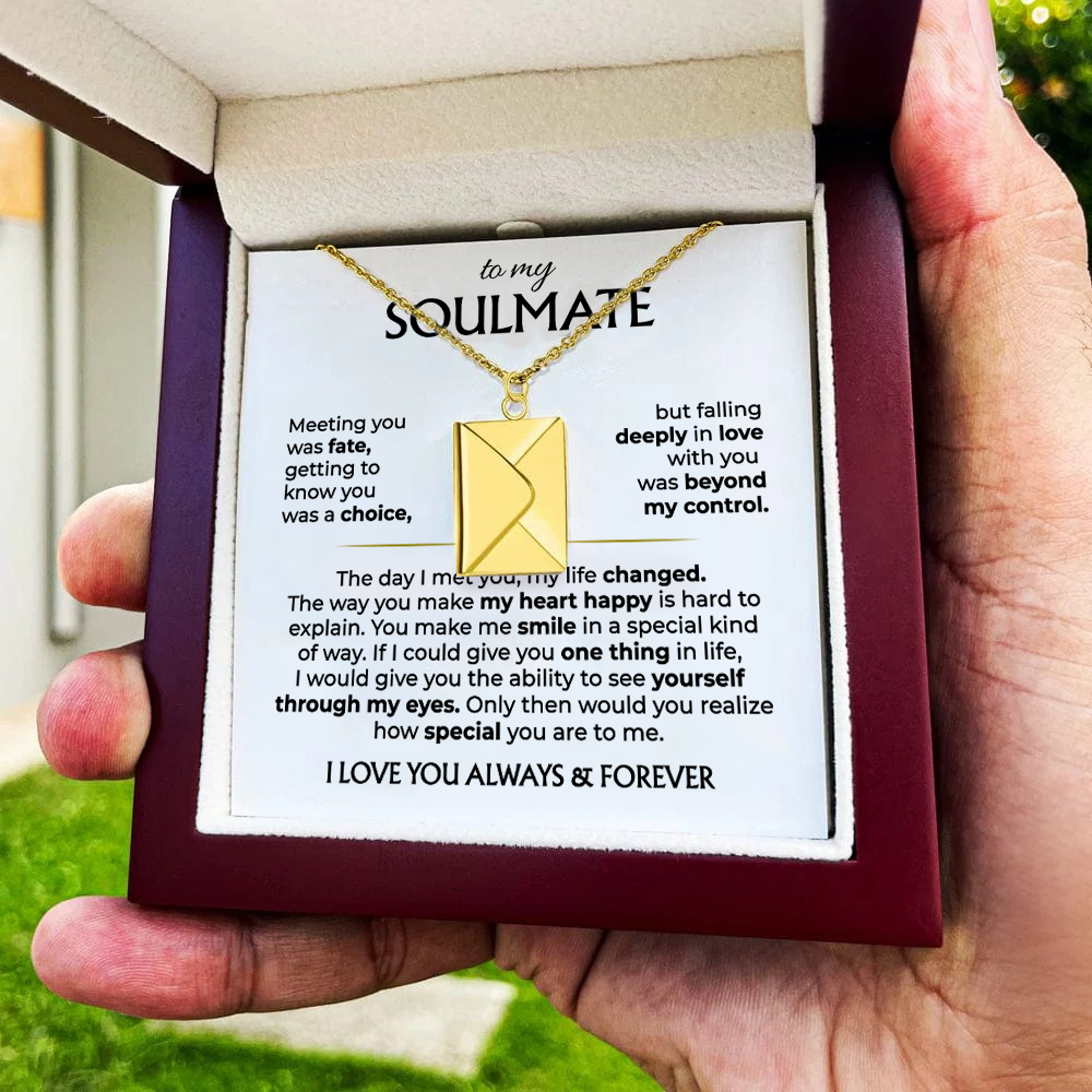 To My Soulmate - Love Letter Necklace - Gold