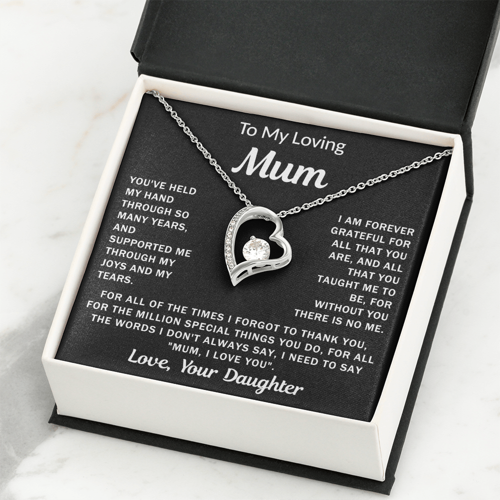 To My Loving Mum, your Daughter - Heart Necklace
