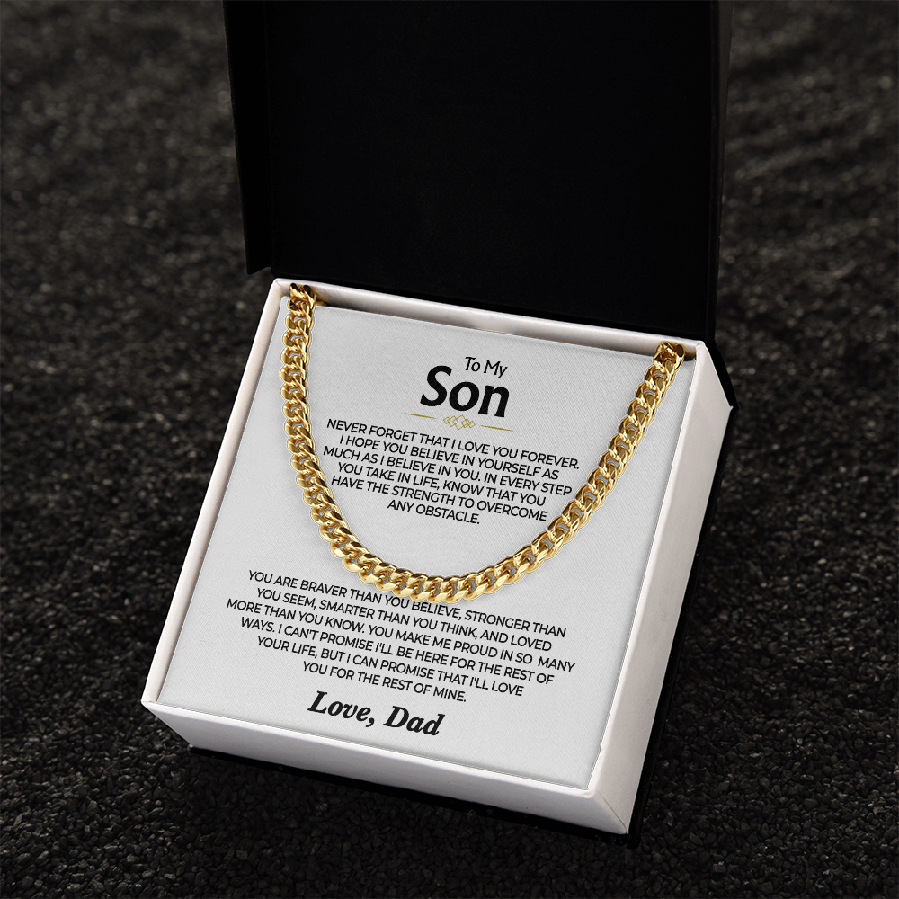 To My Son - Love You Forever from Dad - Cuban Necklace