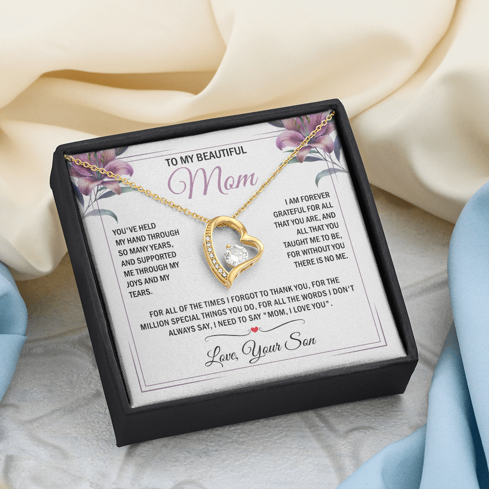 To My Mom - Without You There is No Me - Heart Necklace