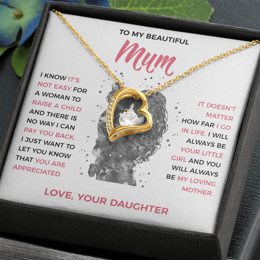 To My Loving Mum - Heart Necklace from Daughter