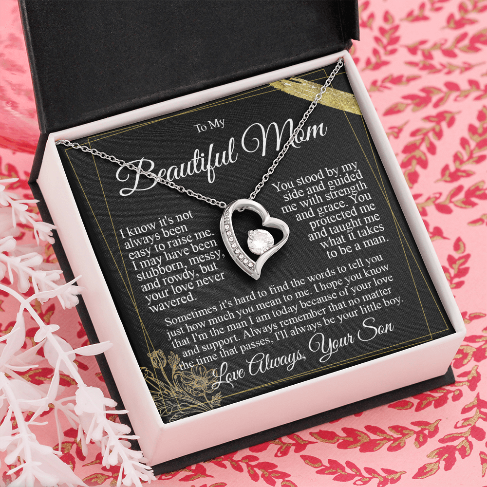 To My Mom - I Love You from Son - Heart Necklace