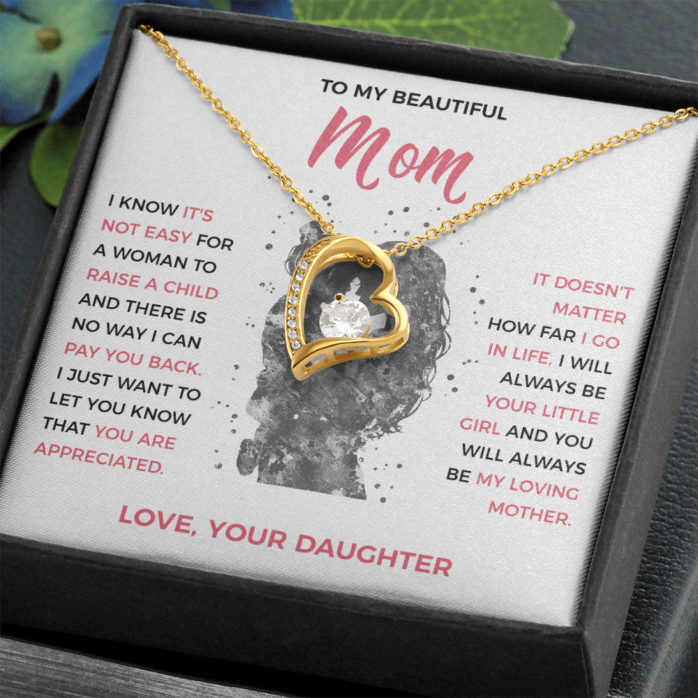 To My Loving Mom - Heart Necklace from Daughter