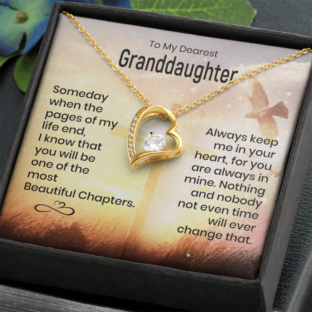 To My Granddaughter - Heart Melt Message - Heart Necklace