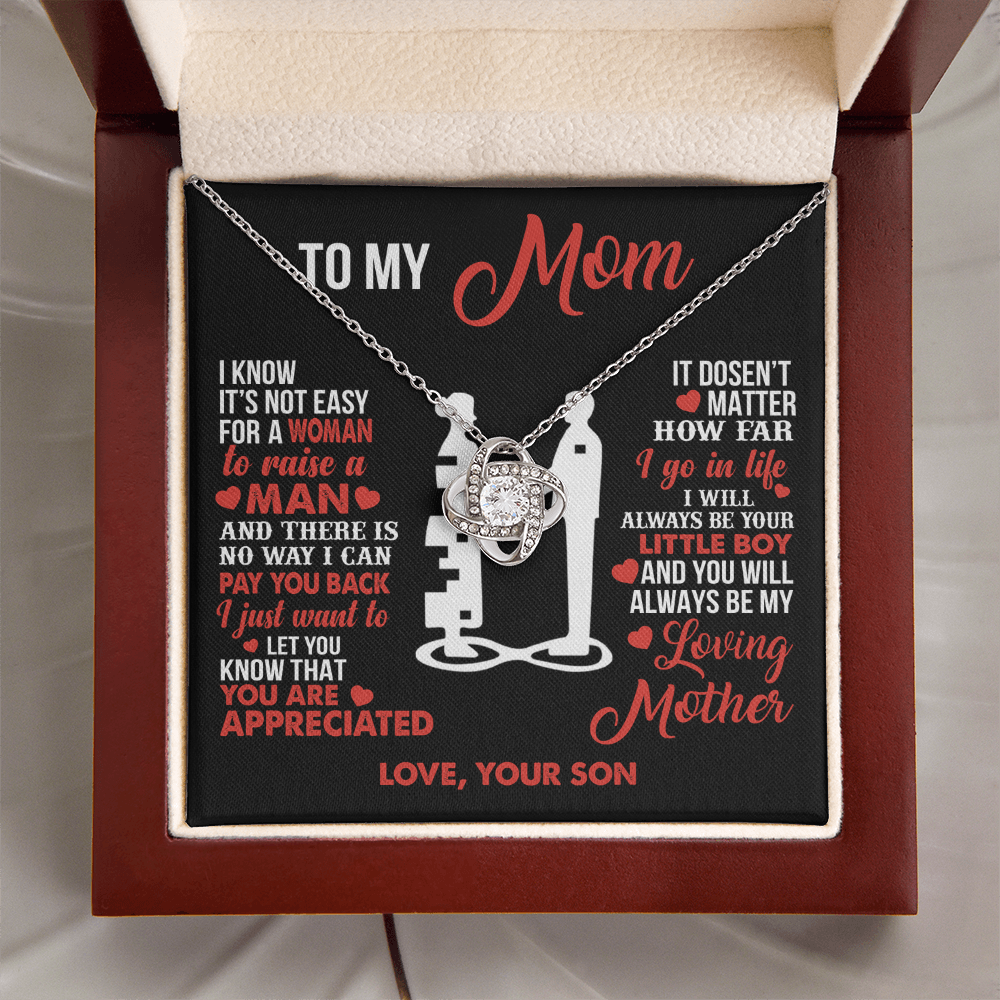 To My Mom - Your Little Boy - Knot Necklace