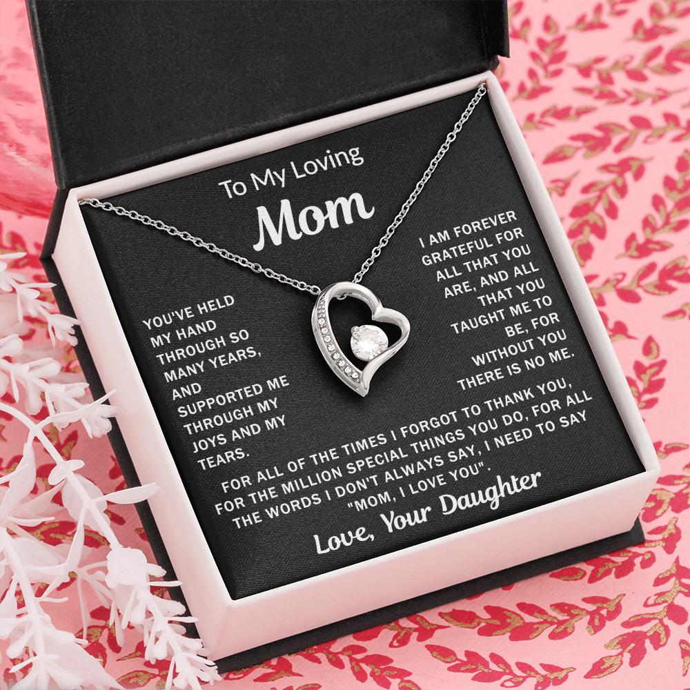 To My Loving Mom, your Daughter - Heart Necklace