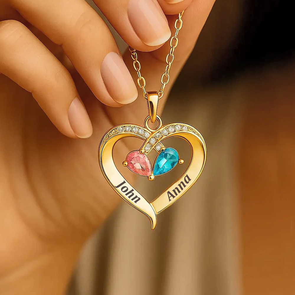 To My Queen - Birthstone Heart Necklace