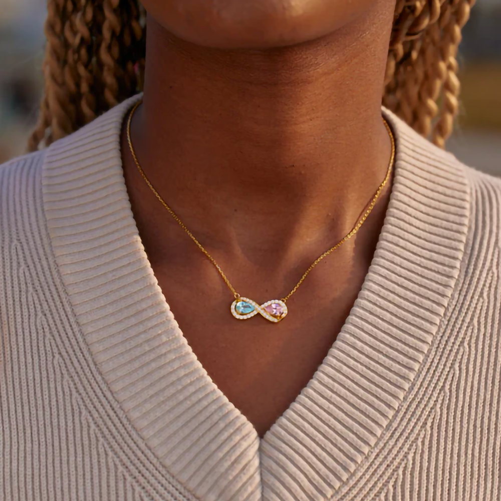 I Love you Forever - Eternal Necklace with birthstones