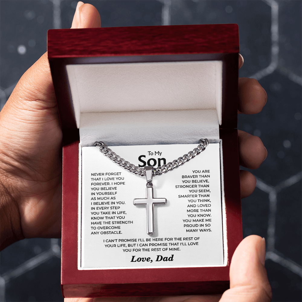 To My Son - Love You Forever from Dad - Cross Necklace