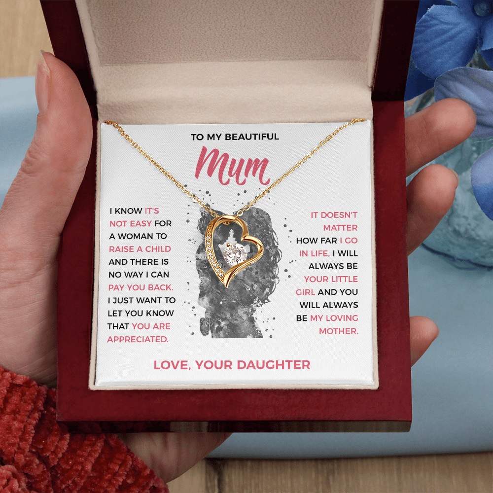 To My Loving Mum - Heart Necklace from Daughter