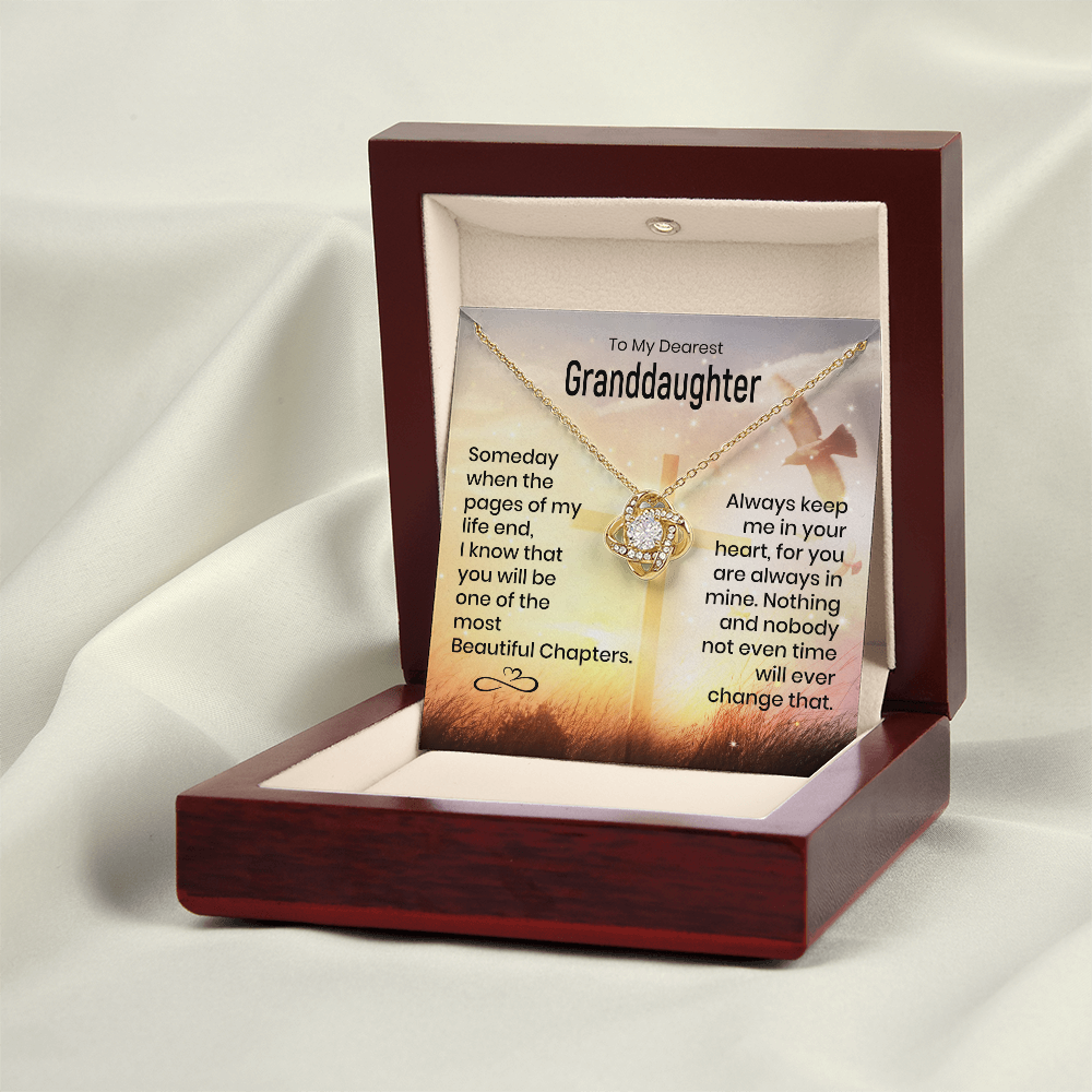 To My Granddaughter - Heart Melt Message - Knot Necklace