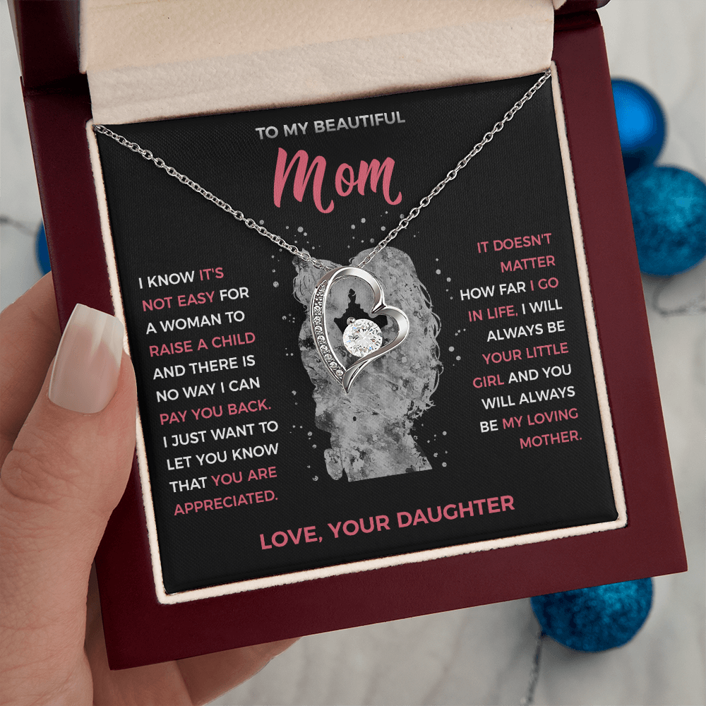To My Loving Mom - Heart Necklace from Daughter