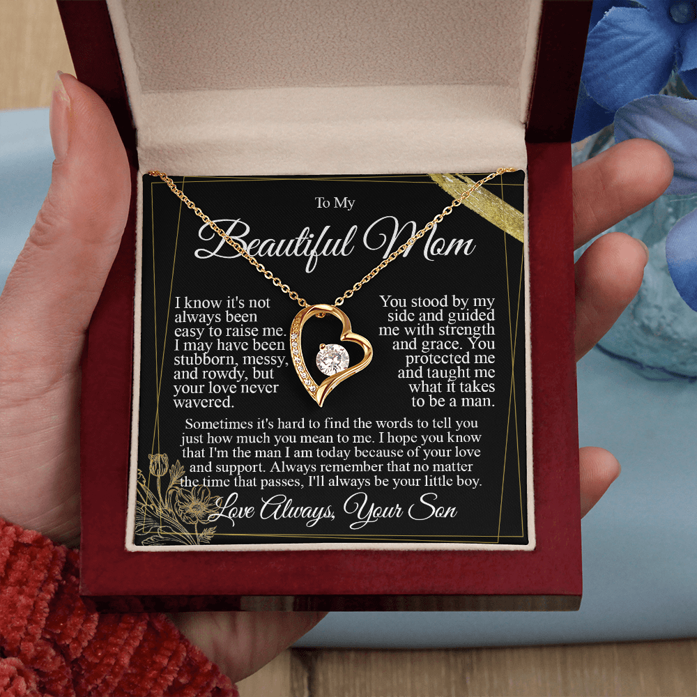 To My Mom - I Love You from Son - Heart Necklace