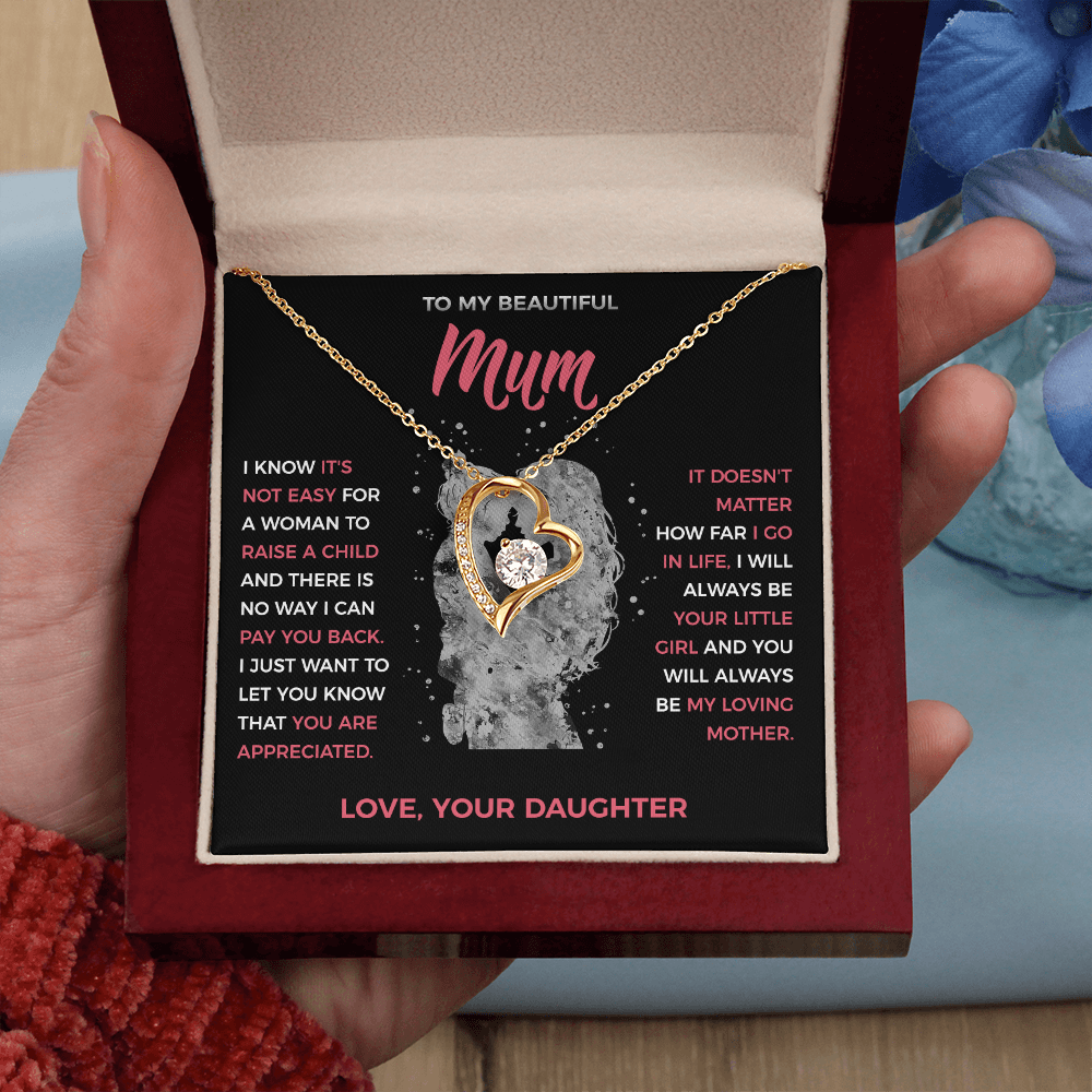 To My Loving Mum - Heart Necklace from Daughter