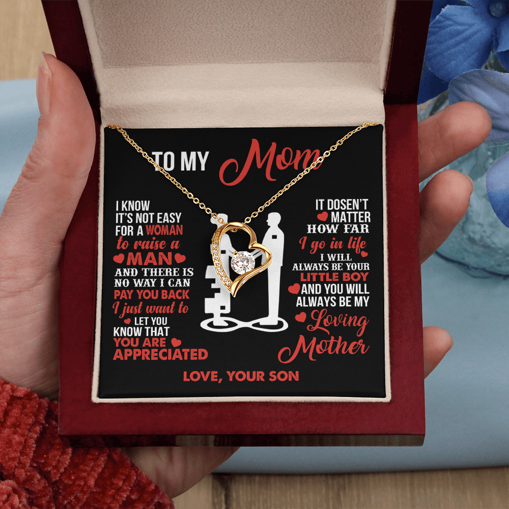 To My Mom - Your Little Boy - Heart Necklace