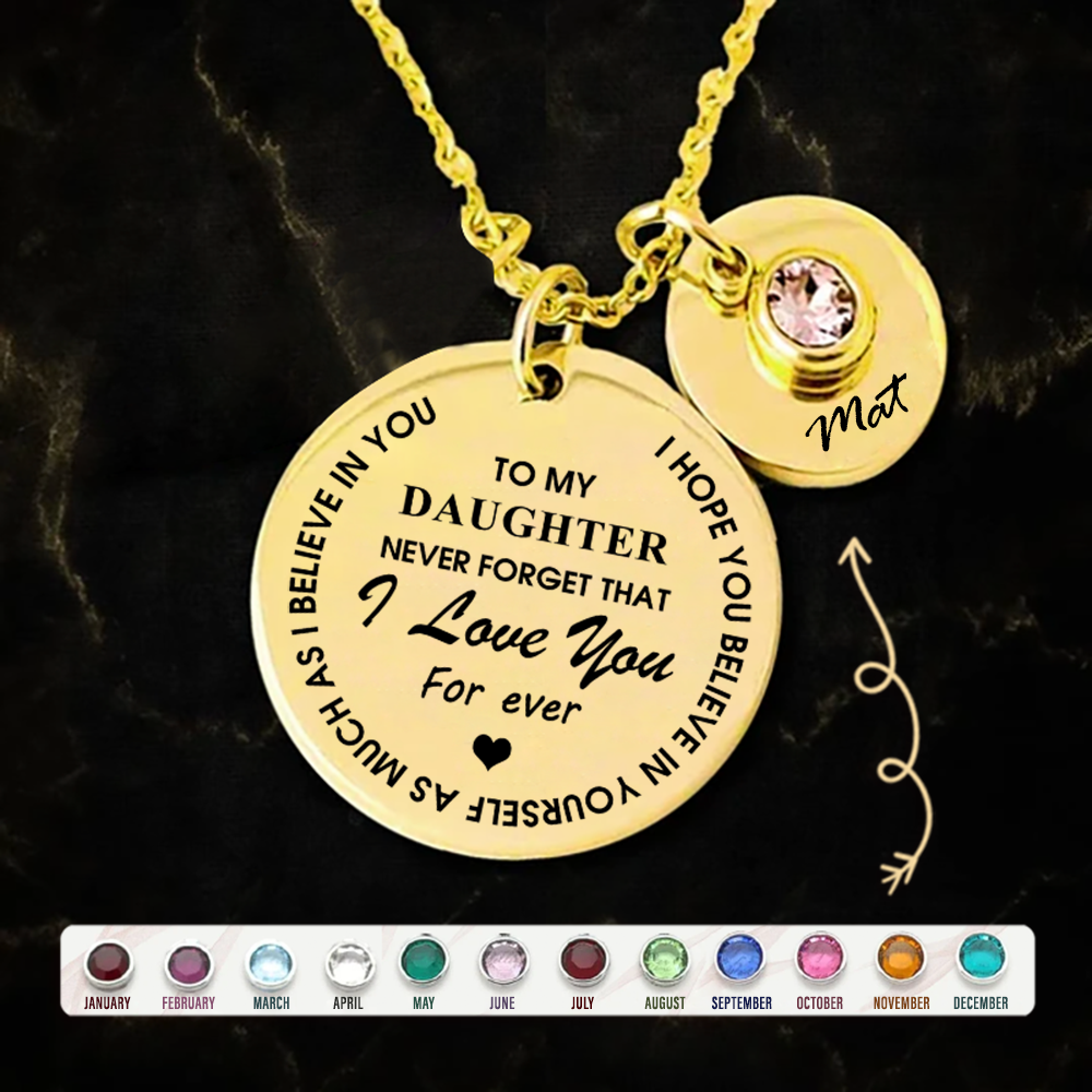 Family necklace - Never forget that I love you - Gold