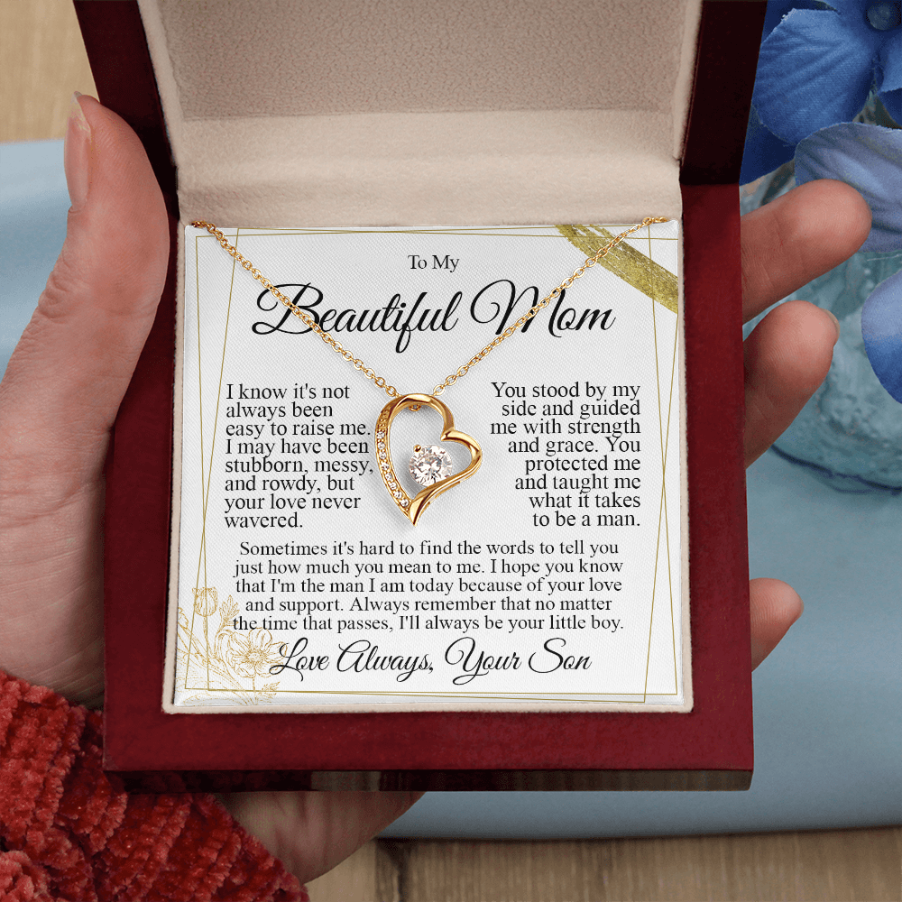 To My Mom - I Love You Heart Necklace