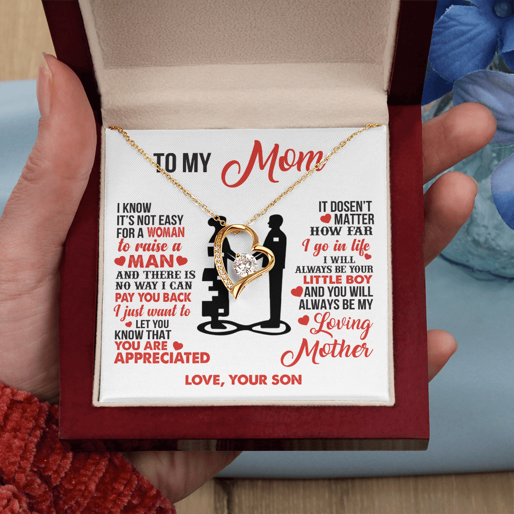To My Mom - I’m Your Little Boy - Heart Necklace
