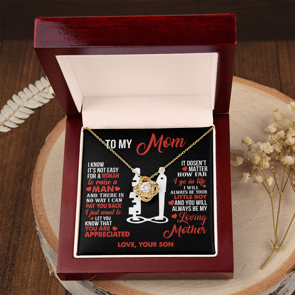 To My Mom - Your Little Boy - Knot Necklace