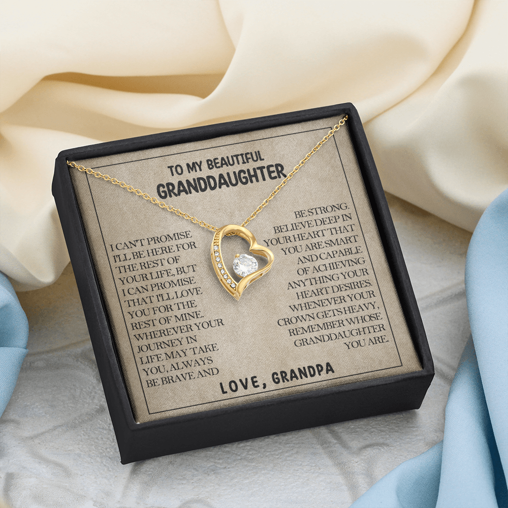 To My Beautiful Granddaughter - Be Brave And Be Strong - Heart Necklace