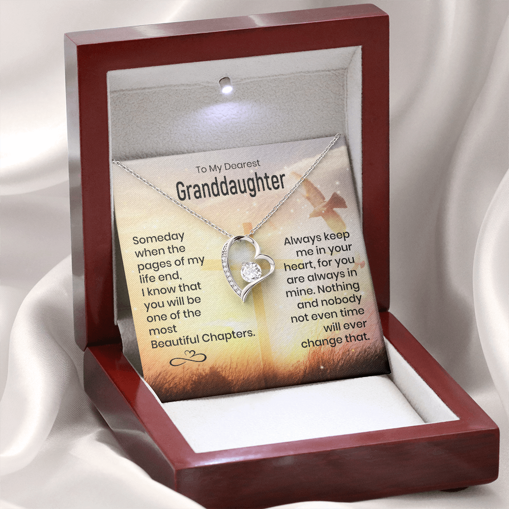 To My Granddaughter - Heart Melt Message - Heart Necklace