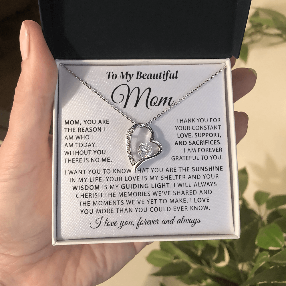 To My Beautiful Mom - The Sunshine in My Life - Heart Necklace