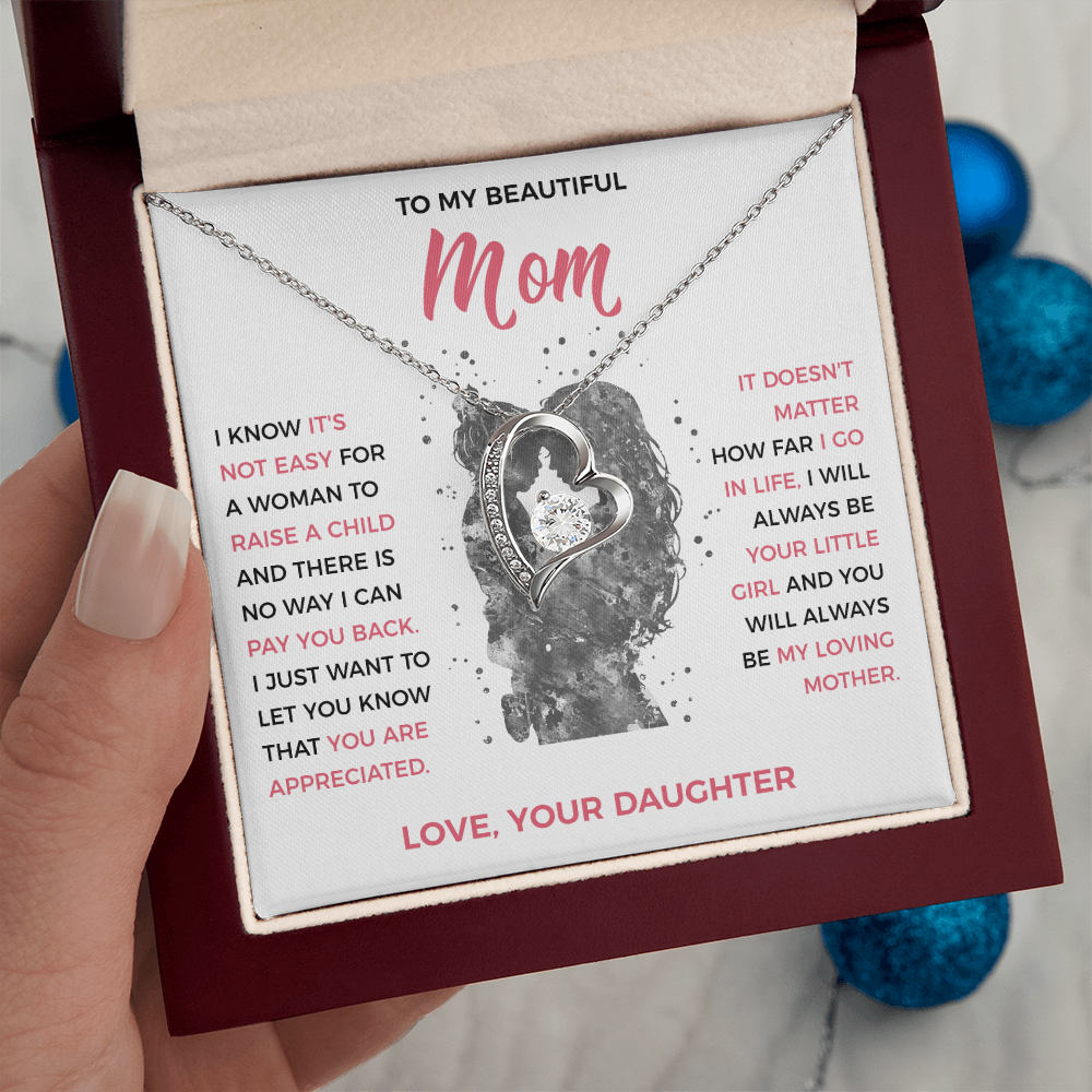 To My Loving Mom - Heart Necklace from Daughter
