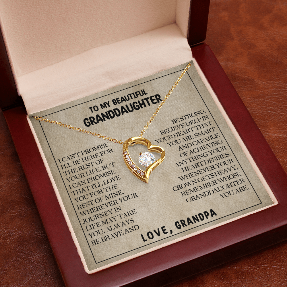 To My Beautiful Granddaughter - Be Brave And Be Strong - Heart Necklace