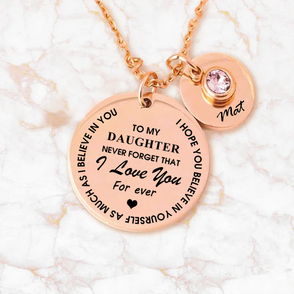 Family necklace - Never forget that I love you - Gold