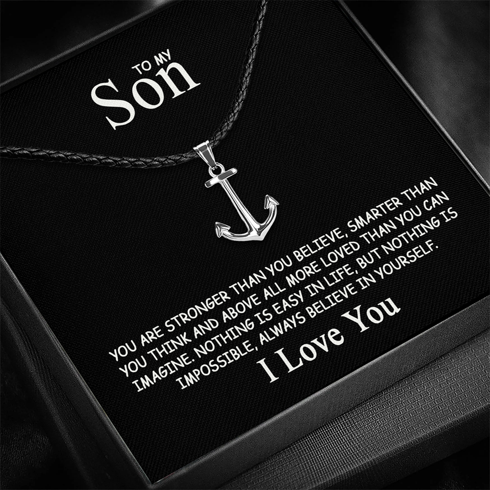 To my Son - Anchor pendant - Gold
