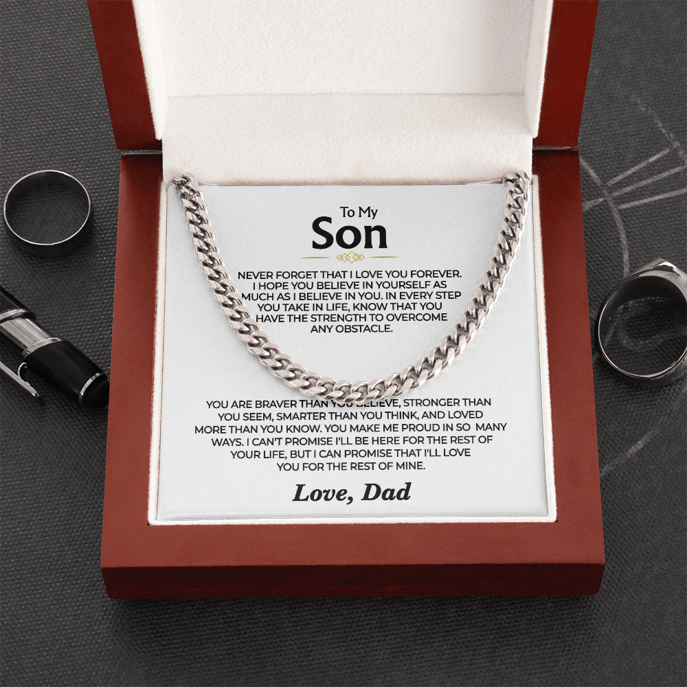 To My Son - Love You Forever from Dad - Cuban Necklace