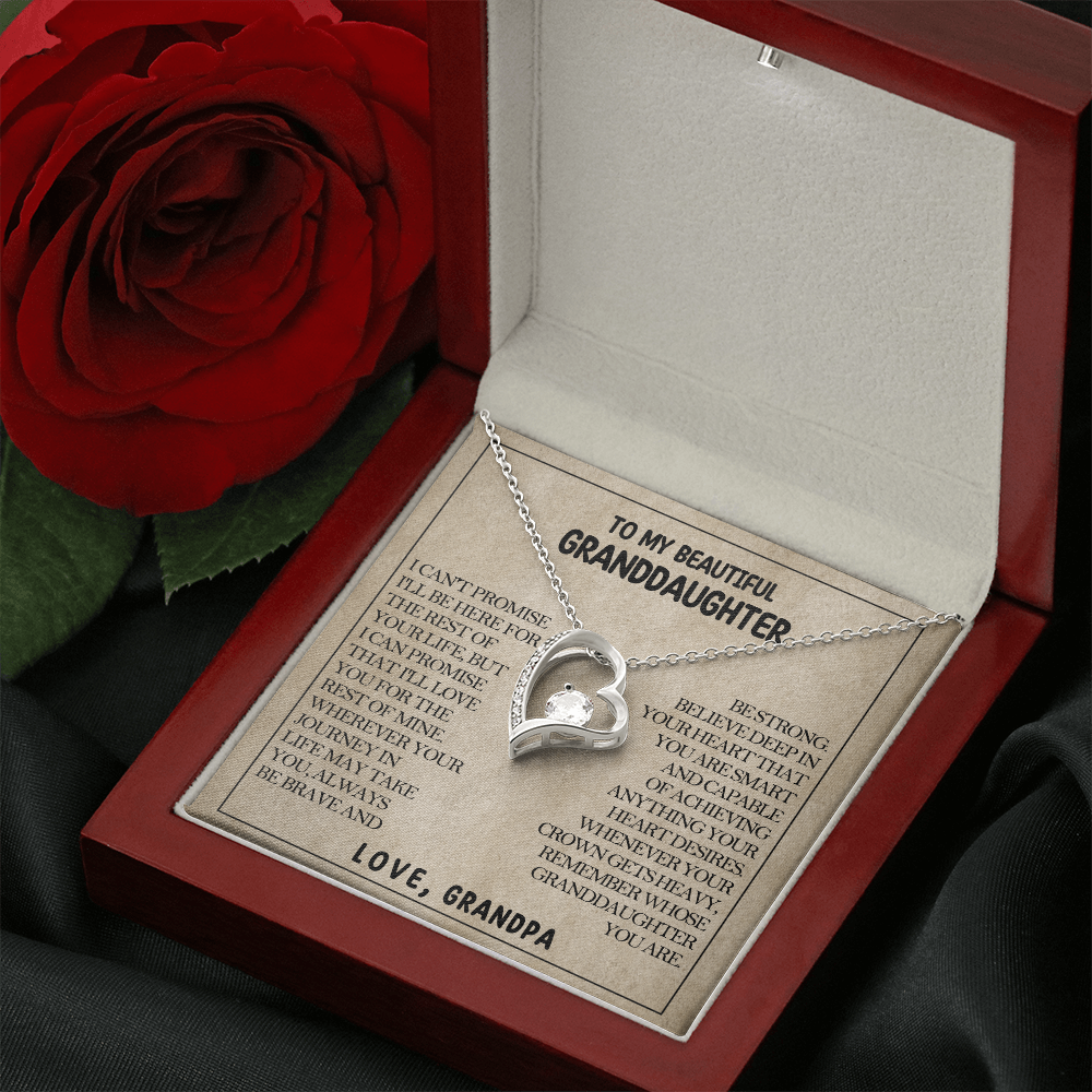 To My Beautiful Granddaughter - Be Brave And Be Strong - Heart Necklace