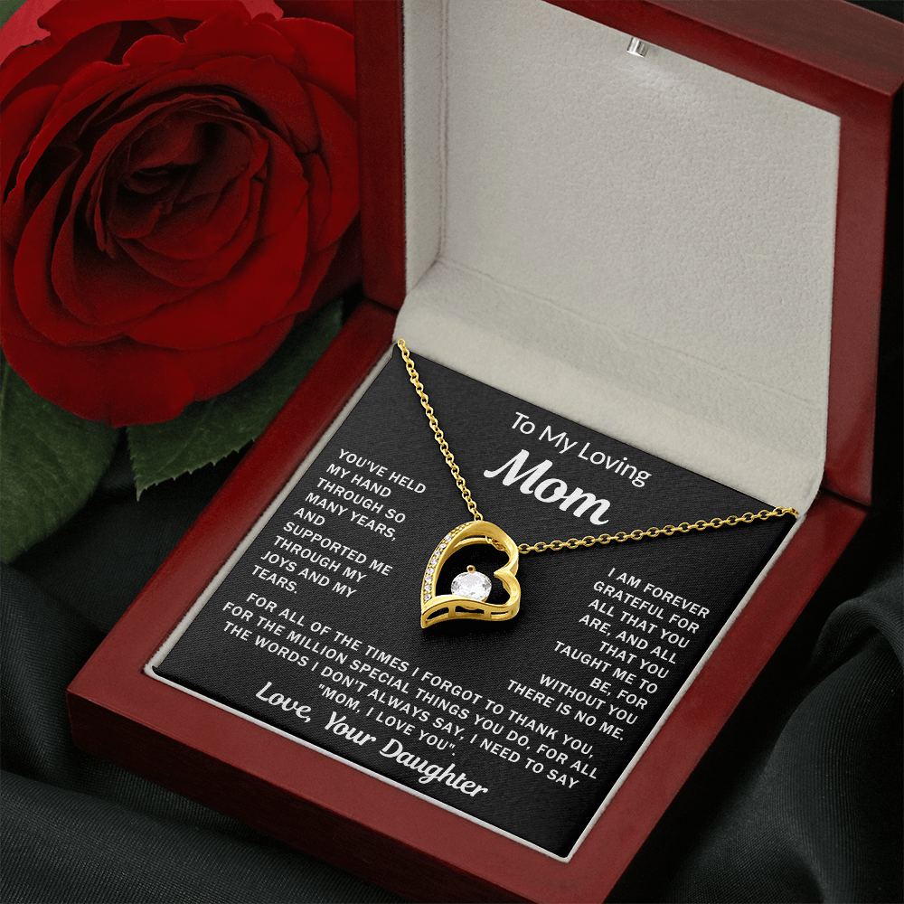 To My Loving Mom, your Daughter - Heart Necklace