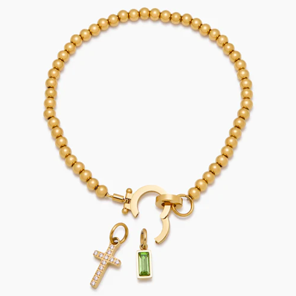 To my Daughter - Beaded Birthstone Cross Charm Bracelet