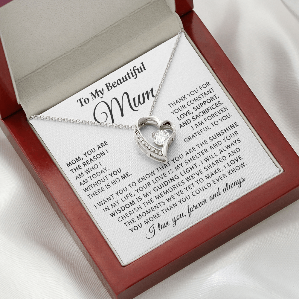 To My Beautiful Mum - The Sunshine in My Life - Heart Necklace