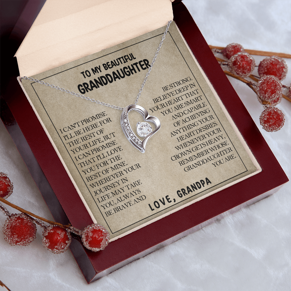 To My Beautiful Granddaughter - Be Brave And Be Strong - Heart Necklace