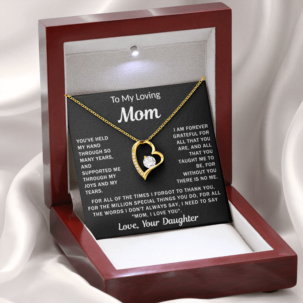 To My Loving Mom, your Daughter - Heart Necklace