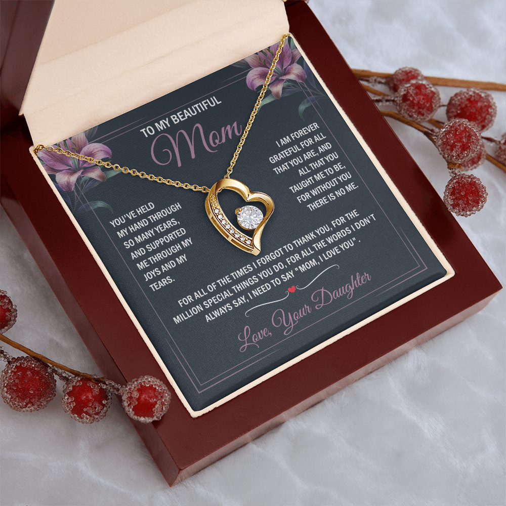 To My Beautiful Mom - Joy & Tears - Heart Necklace