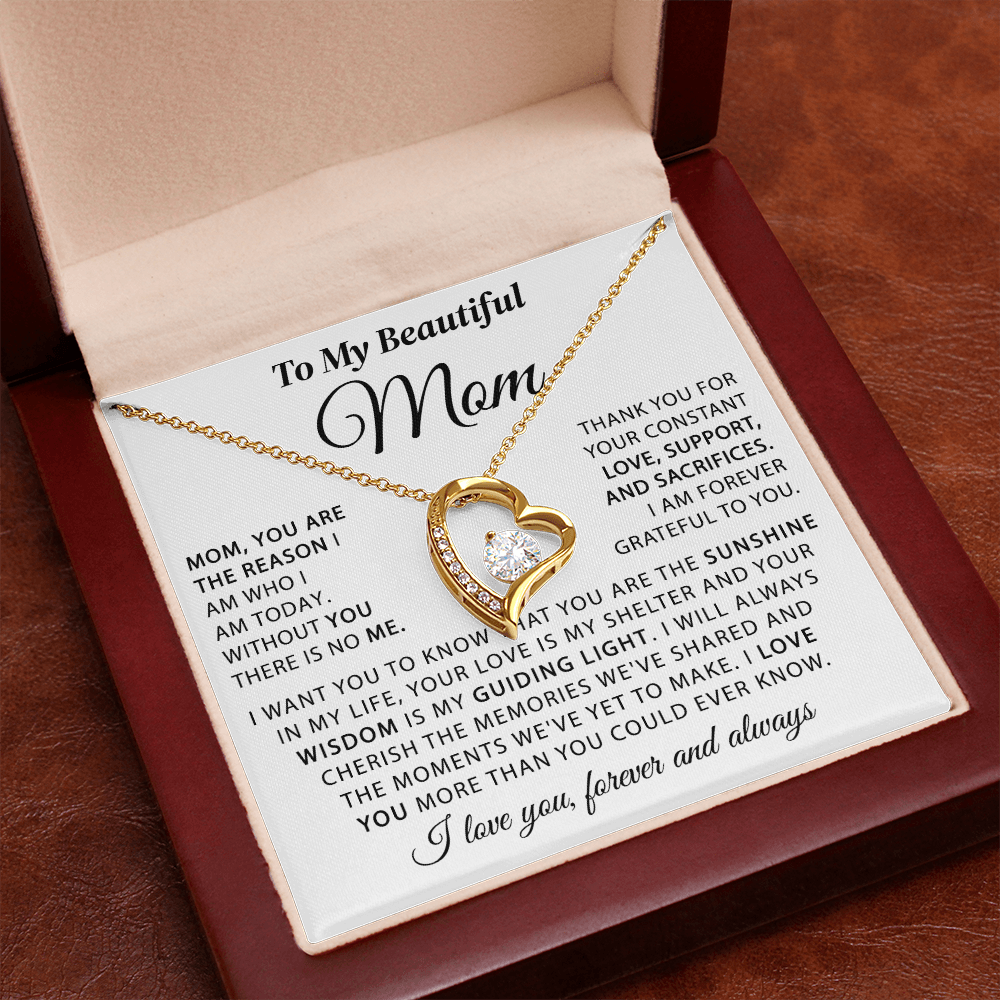 To My Beautiful Mom - The Sunshine in My Life - Heart Necklace