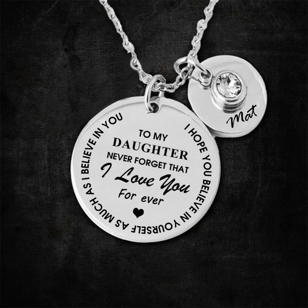 Family necklace - Never forget that I love you - Gold
