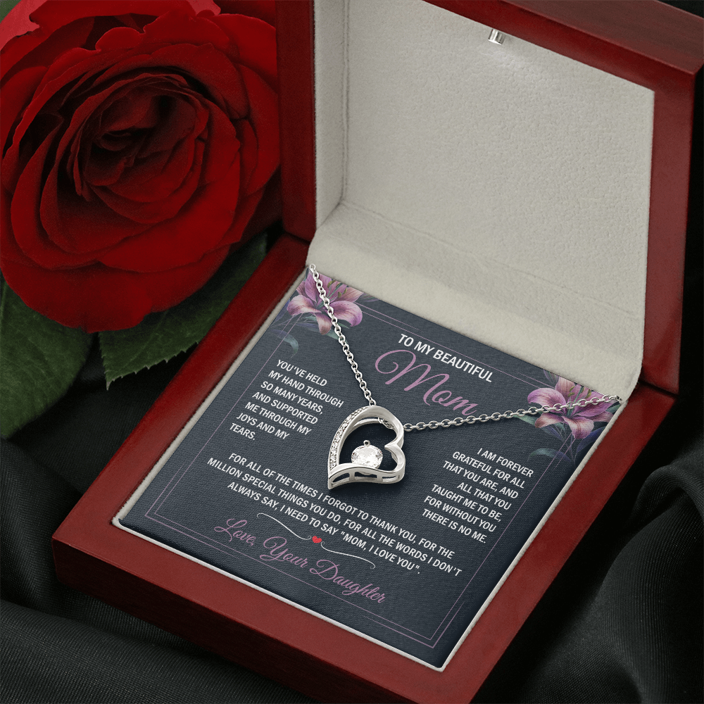 To My Beautiful Mom - Joy & Tears - Heart Necklace