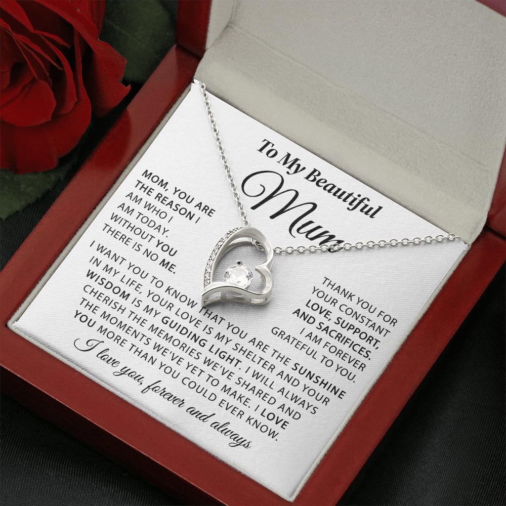 To My Beautiful Mum - The Sunshine in My Life - Heart Necklace