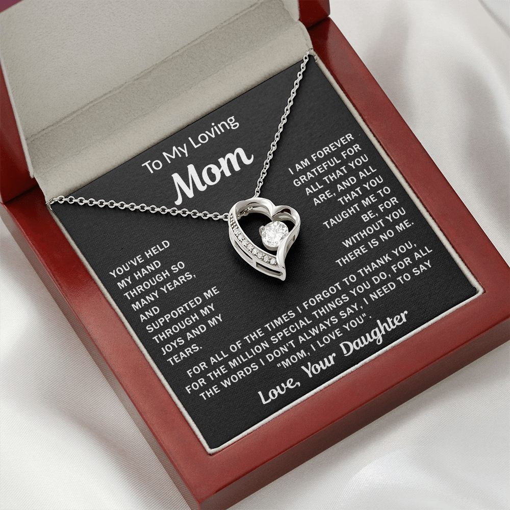 To My Loving Mom, your Daughter - Heart Necklace
