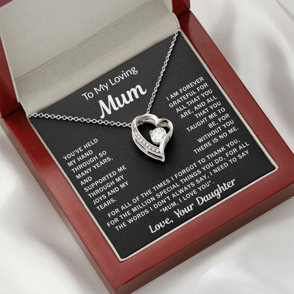 To My Loving Mum, your Daughter - Heart Necklace
