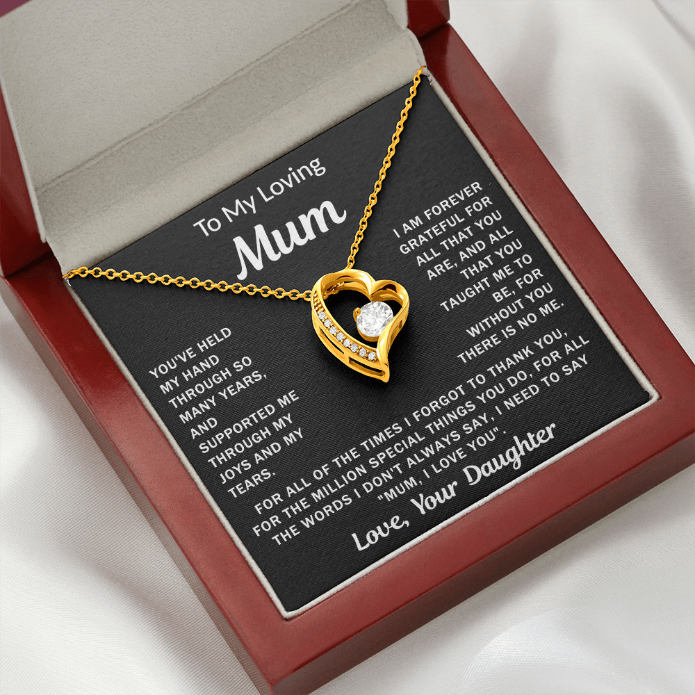 To My Loving Mum, your Daughter - Heart Necklace