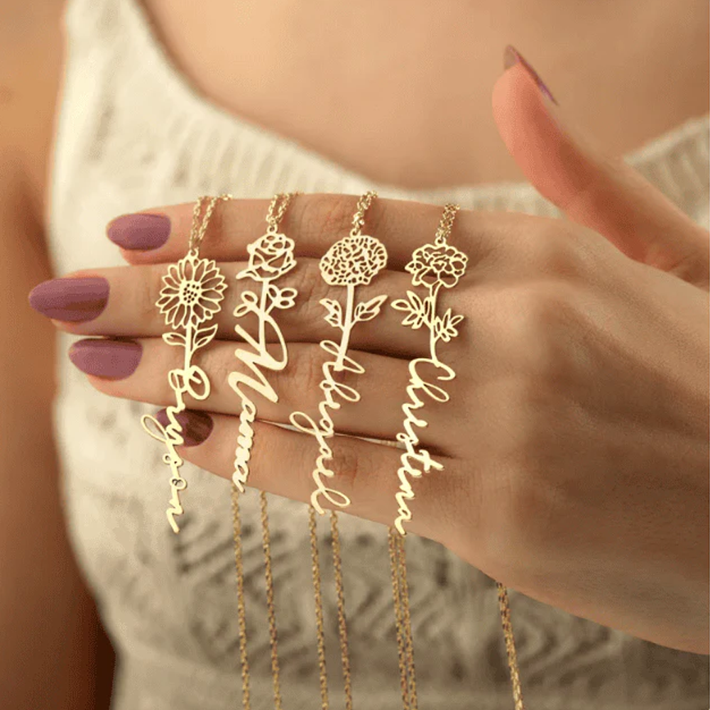 To My Daughter - Birth Flower Name Necklace