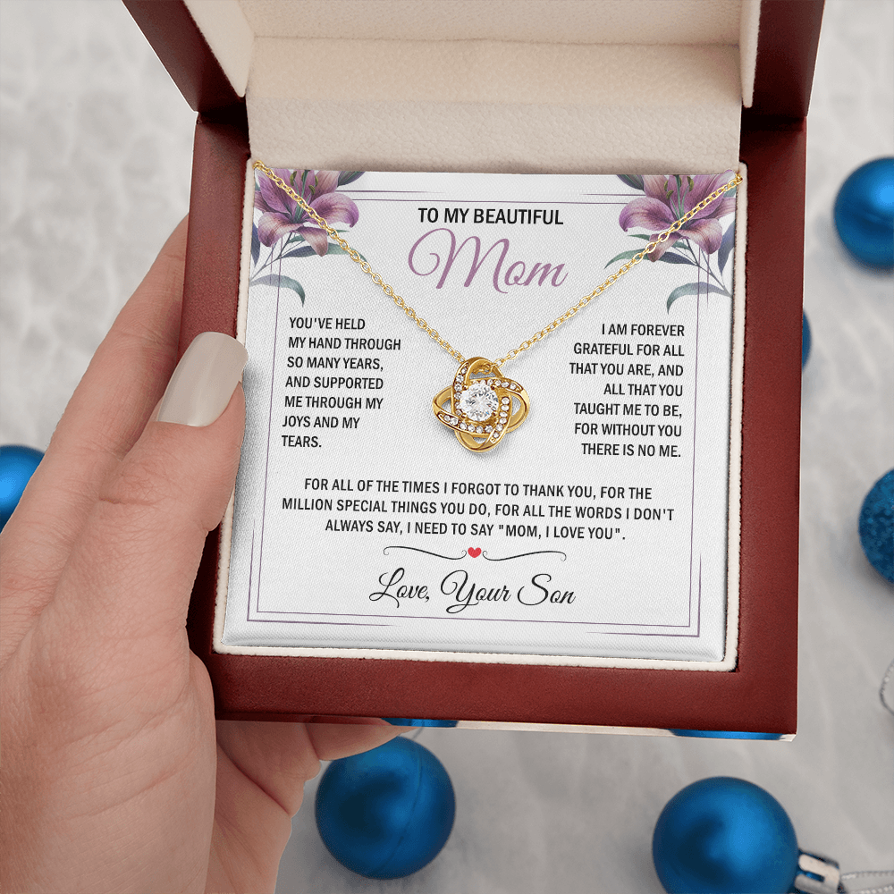 To My Mom - Without You There is No Me - Knot Necklace