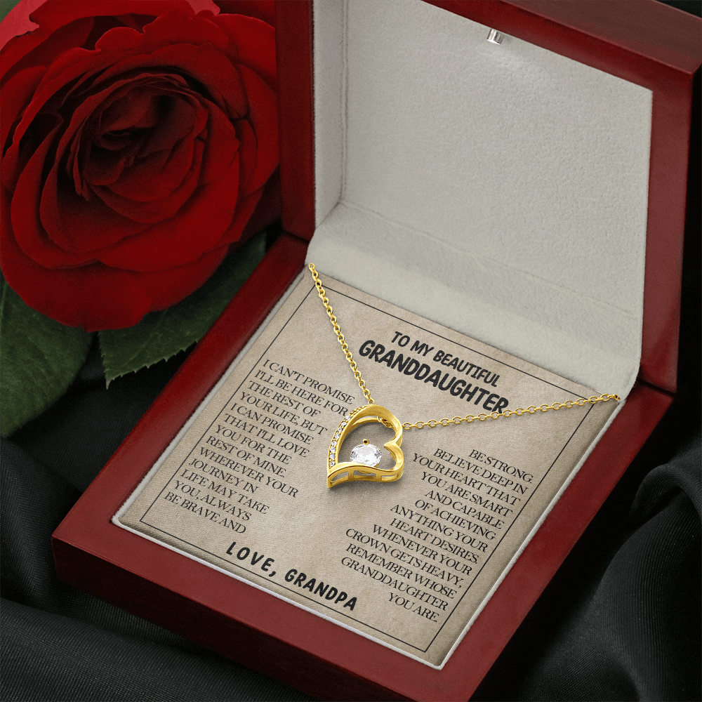 To My Beautiful Granddaughter - Be Brave And Be Strong - Heart Necklace