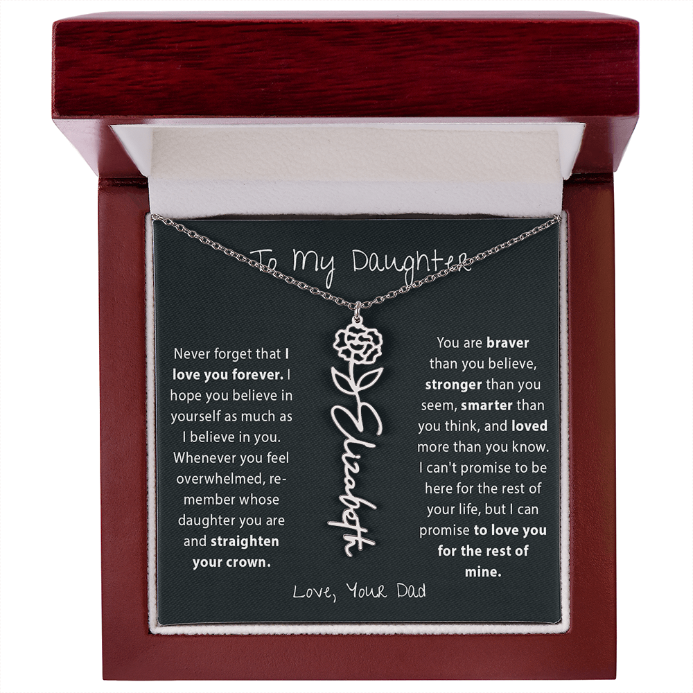 To My Daughter - Birth Flower Name Necklace